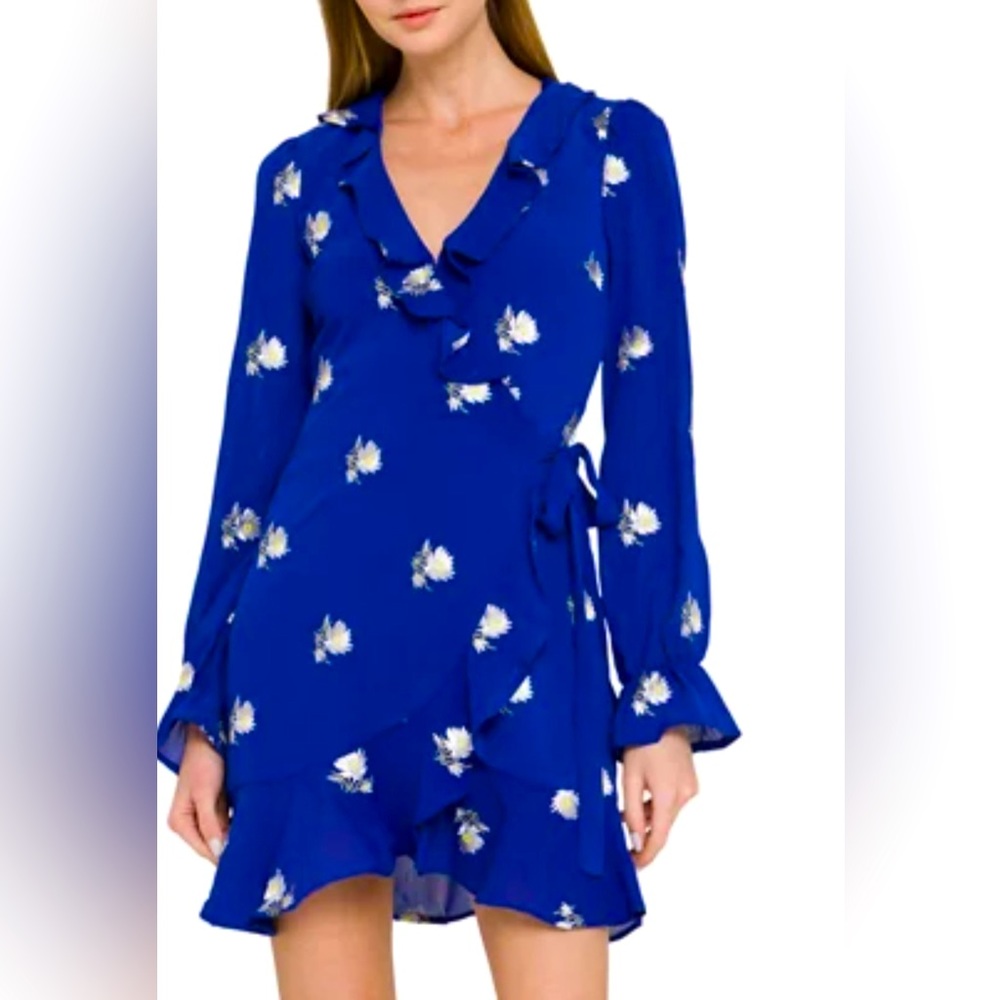 Endless Rose embroidered wrap mini dress